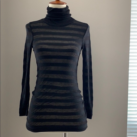 Theory Semi-sheer Striped Turtleneck - Picture 2 of 8